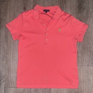 Ralph Lauren Pink Polo with Green Logo short sleeve blouse top shirt xl